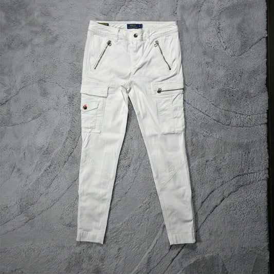 Polo Ralph Lauren Utility Cargo Trousers White Women’s US 8 UK 12 Stretch Twill