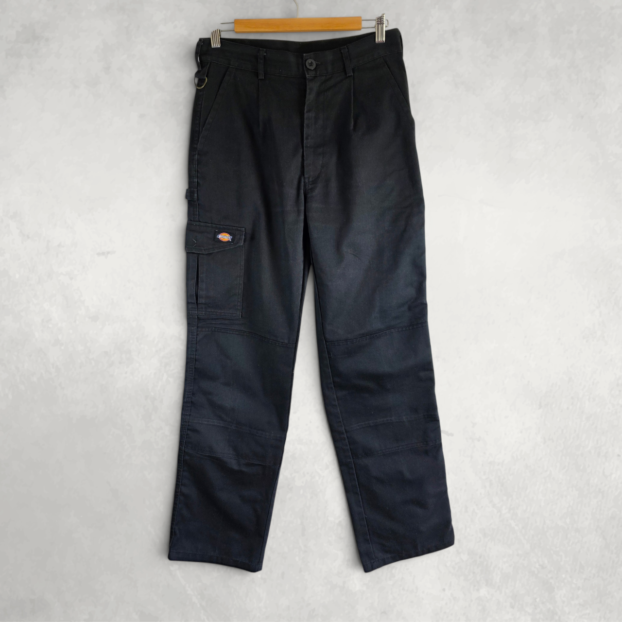 Dickies Cargo Work Pants W30 L33 Black Carpenter Trousers Double Knee Workwear