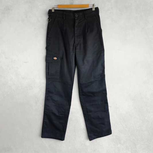 Dickies Cargo Work Pants W30 L33 Black Carpenter Trousers Double Knee Workwear