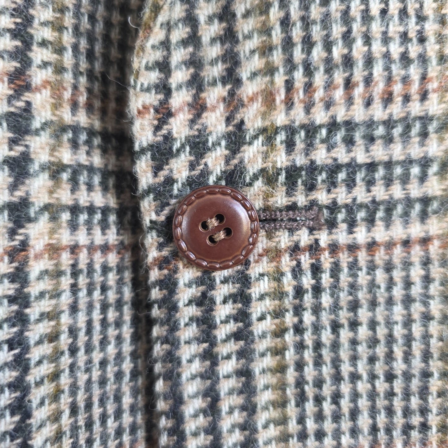 Vintage St Michael Wool Blazer Jacket Mens 42S Beige Check Tweed Smart Casual