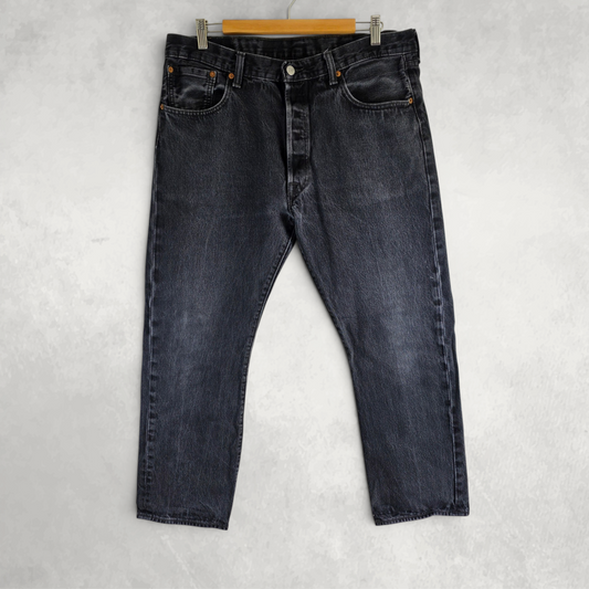 Levi’s 501 Jeans W36 (W38) L30 Black Straight Leg Button Fly Classic Denim