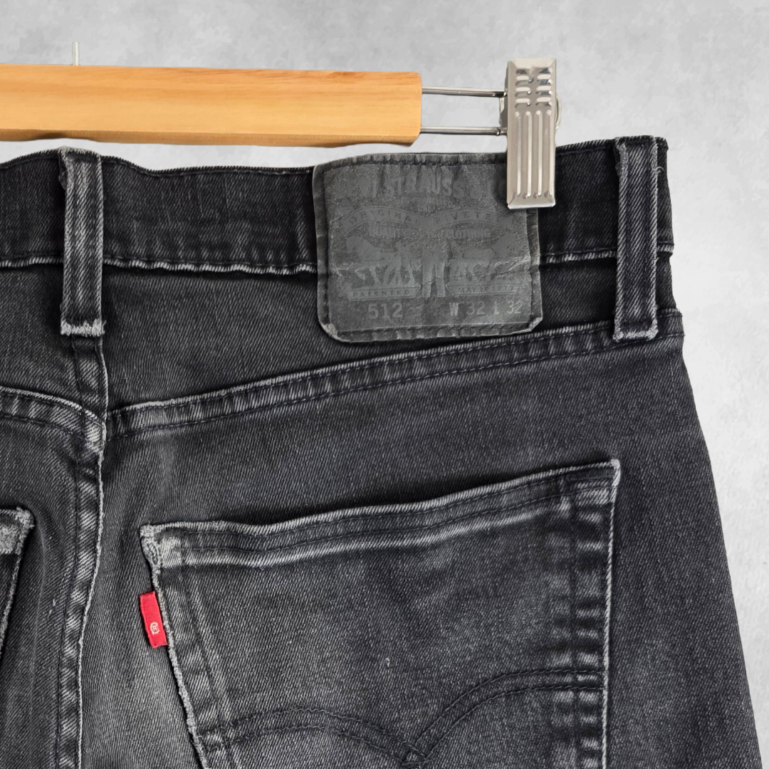 Levi’s 512 Slim Taper Jeans W31 L30 Black Stretch Denim Modern Minimal Men’s