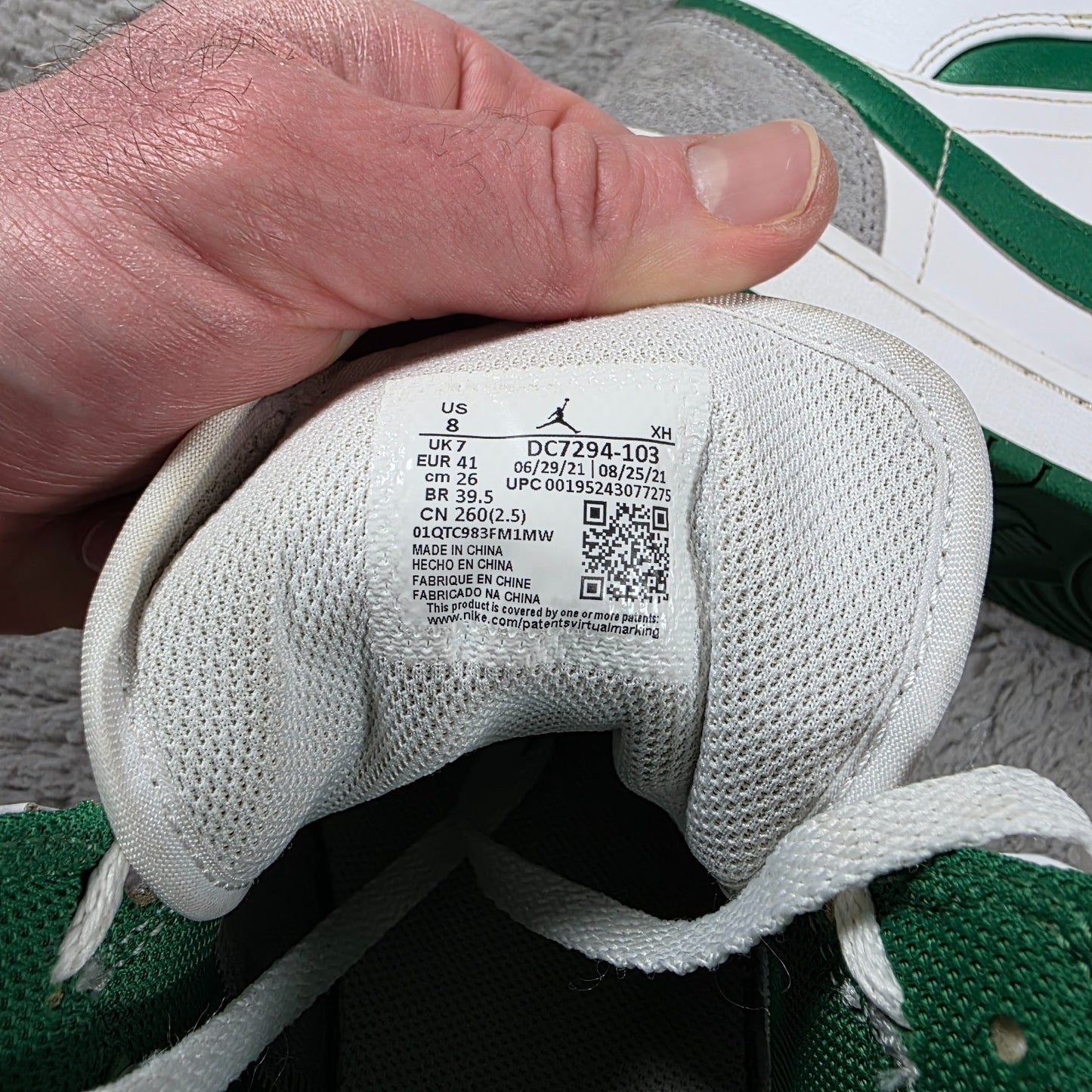 Nike Air Jordan 1 Mid SE UK 7 White Pine Green Smoke Grey DC7294-103