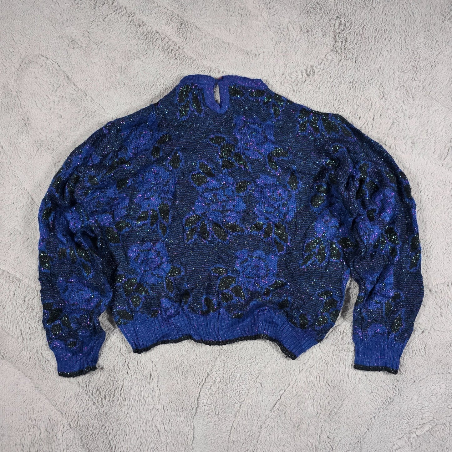 Vintage Alia Abstract Pattern Knit Sweater Women’s M Blue Purple
