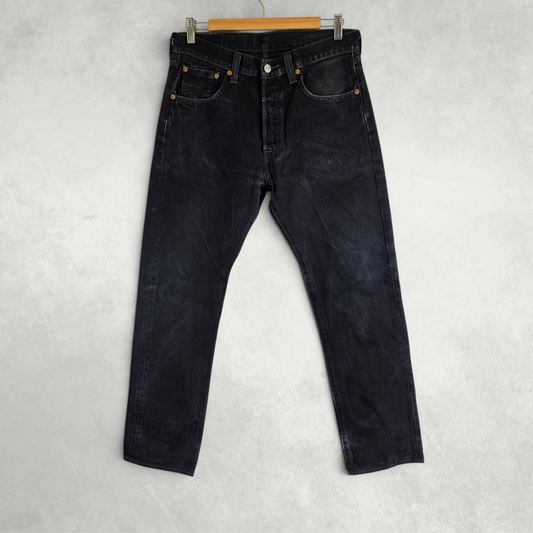 Levi’s 501 Jeans W32 L32 Black Straight Leg Button Fly Classic Denim