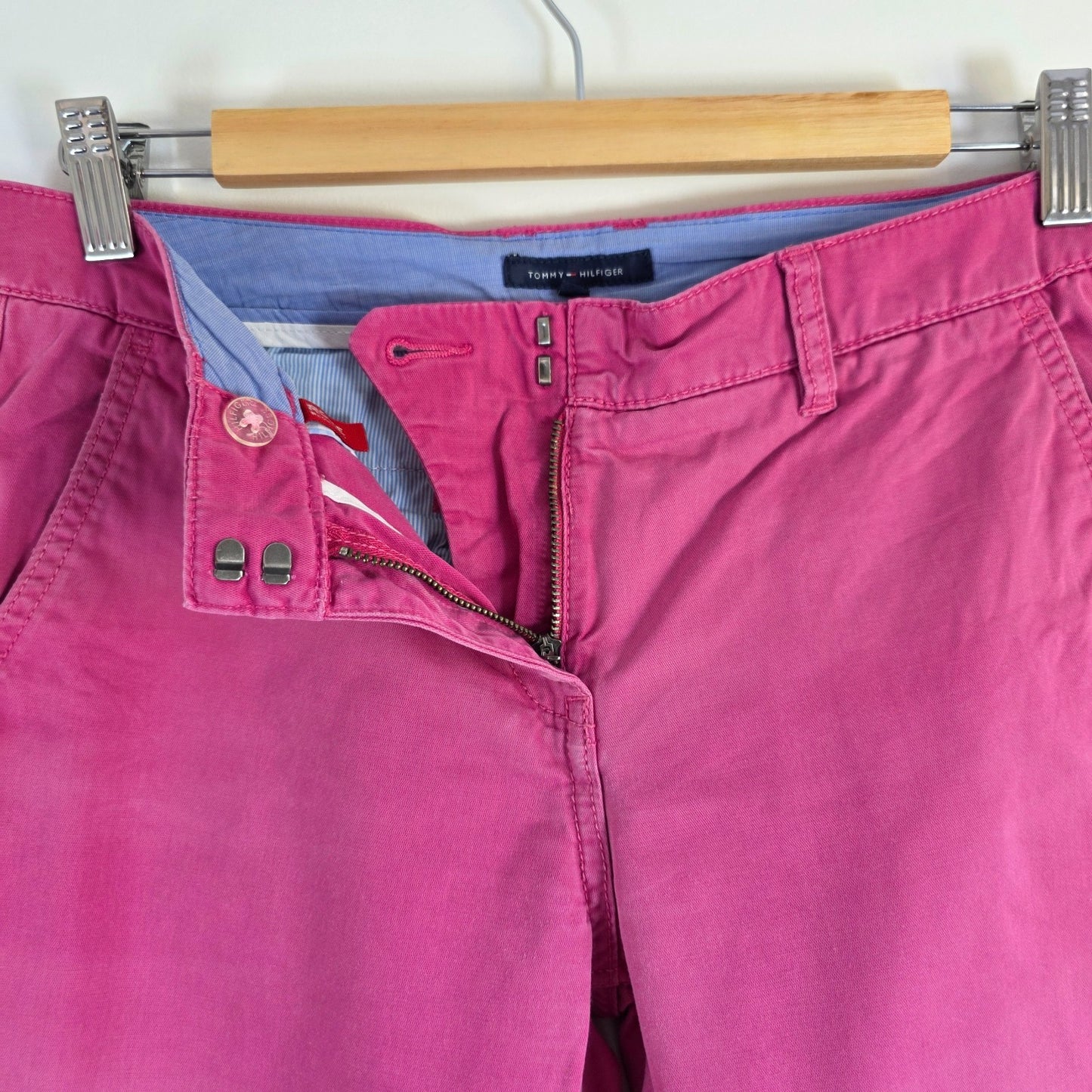 Tommy Hilfiger Rome Chino Trousers Women's UK 10-12 Pink Straight Fit Cotton