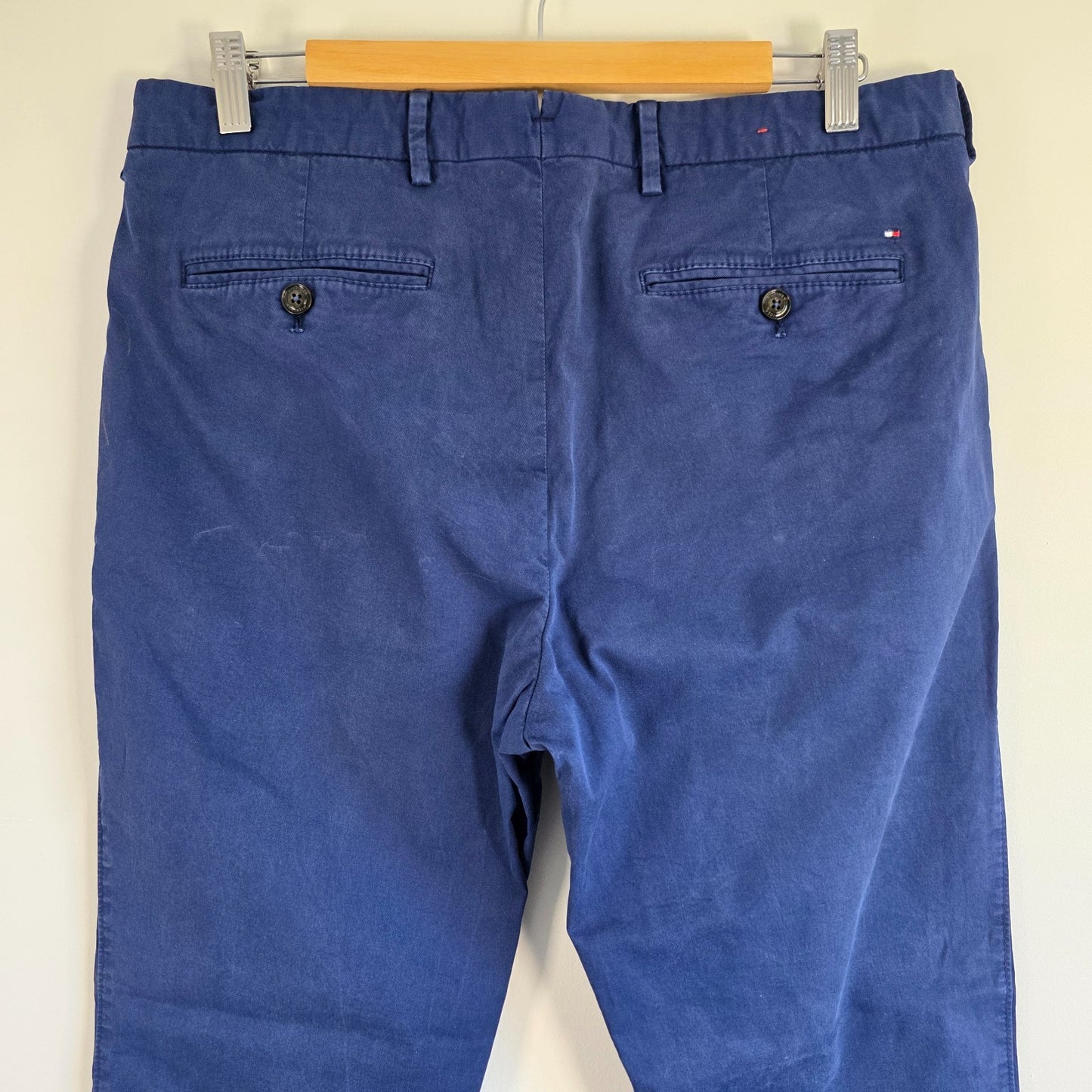Tommy Hilfiger Chinos W34 L32 Blue Straight Fit Pima Cotton Men's Trousers