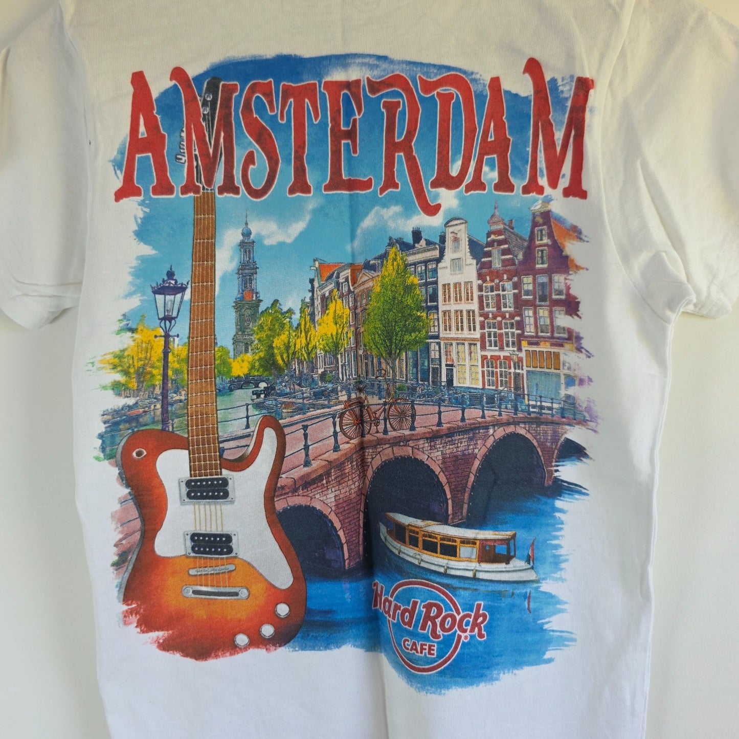 Hard Rock Cafe Amsterdam T Shirt White XS Travel Tourist Graphic Tee