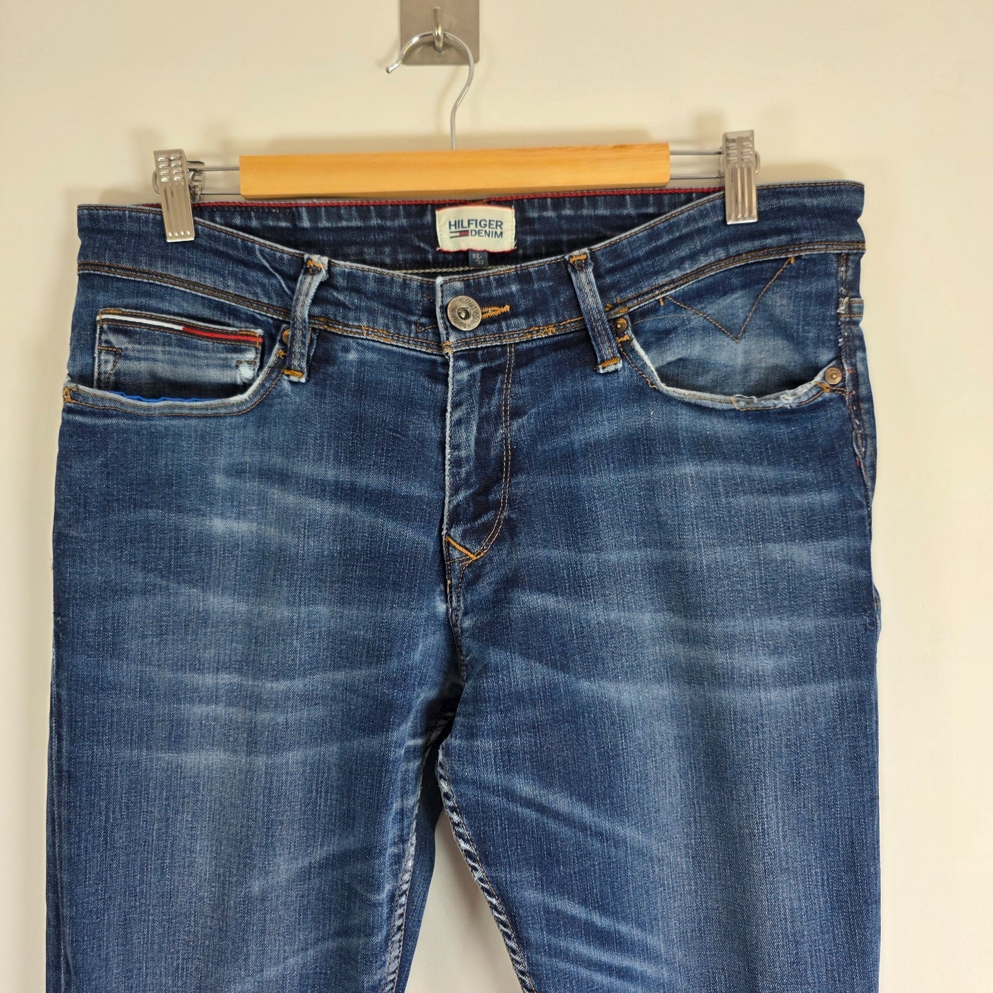 Tommy Hilfiger Denim Jeans W34 L33 (Tag W32 L32) Blue Slim Tapered Stretch Men's
