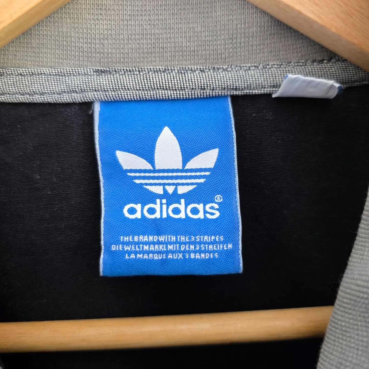 Adidas Originals Jacket Mens Medium Black Grey Track Bomber Y2K Full Zip