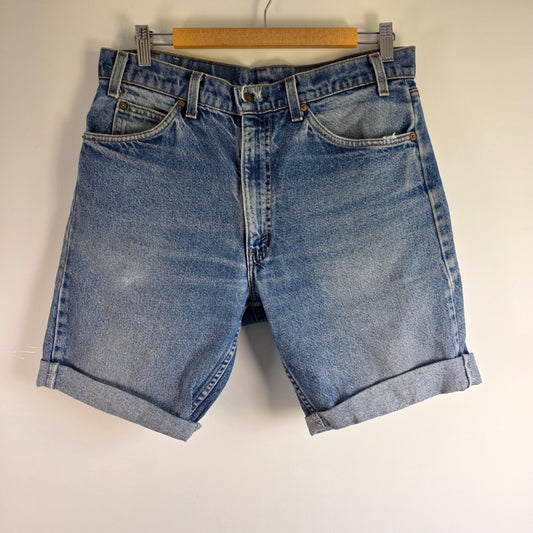 Vintage Levi’s 505 Denim Shorts Mens W33 (TagW34) Blue Made in USA Cut Off Jeans