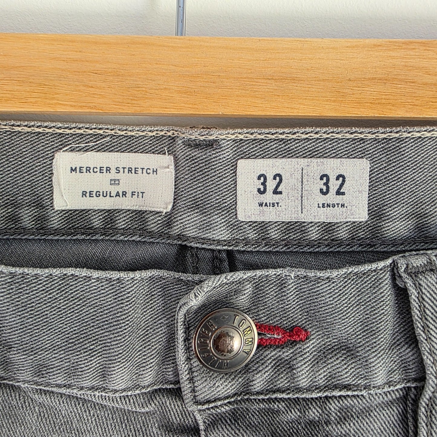 Tommy Hilfiger Mercer Jeans W32 L32 Grey Straight Fit Stretch Men's Denim