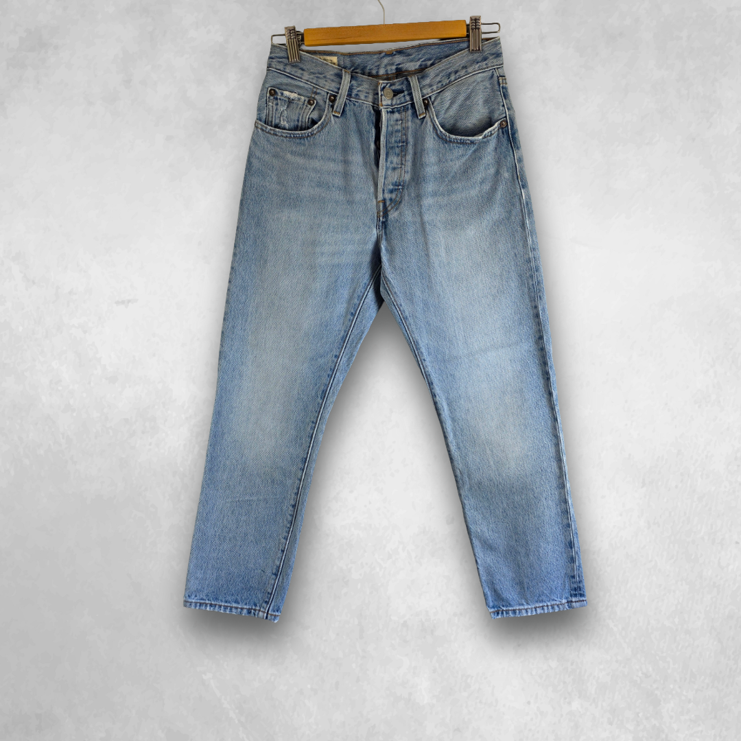 Levis 501 Womens Jeans W26 L26 Blue Straight Leg Denim Button Fly High Rise