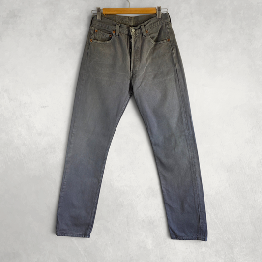 Levi’s 501 Jeans W26 L33 Grey Straight Leg Button Fly Vintage Made in Spain