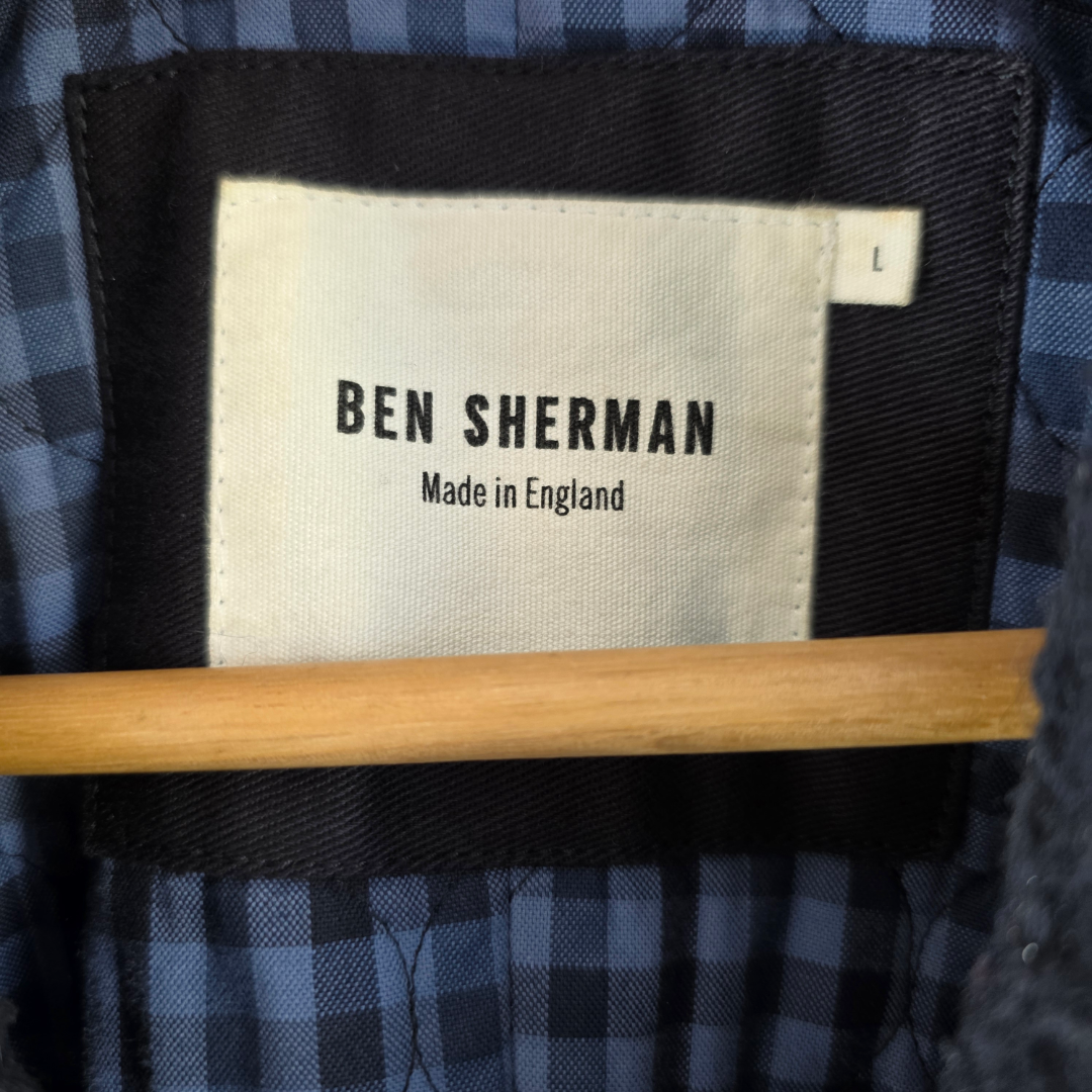 Ben Sherman Workwear Chore Jacket Large Blue Wool Blend Made in England Utility