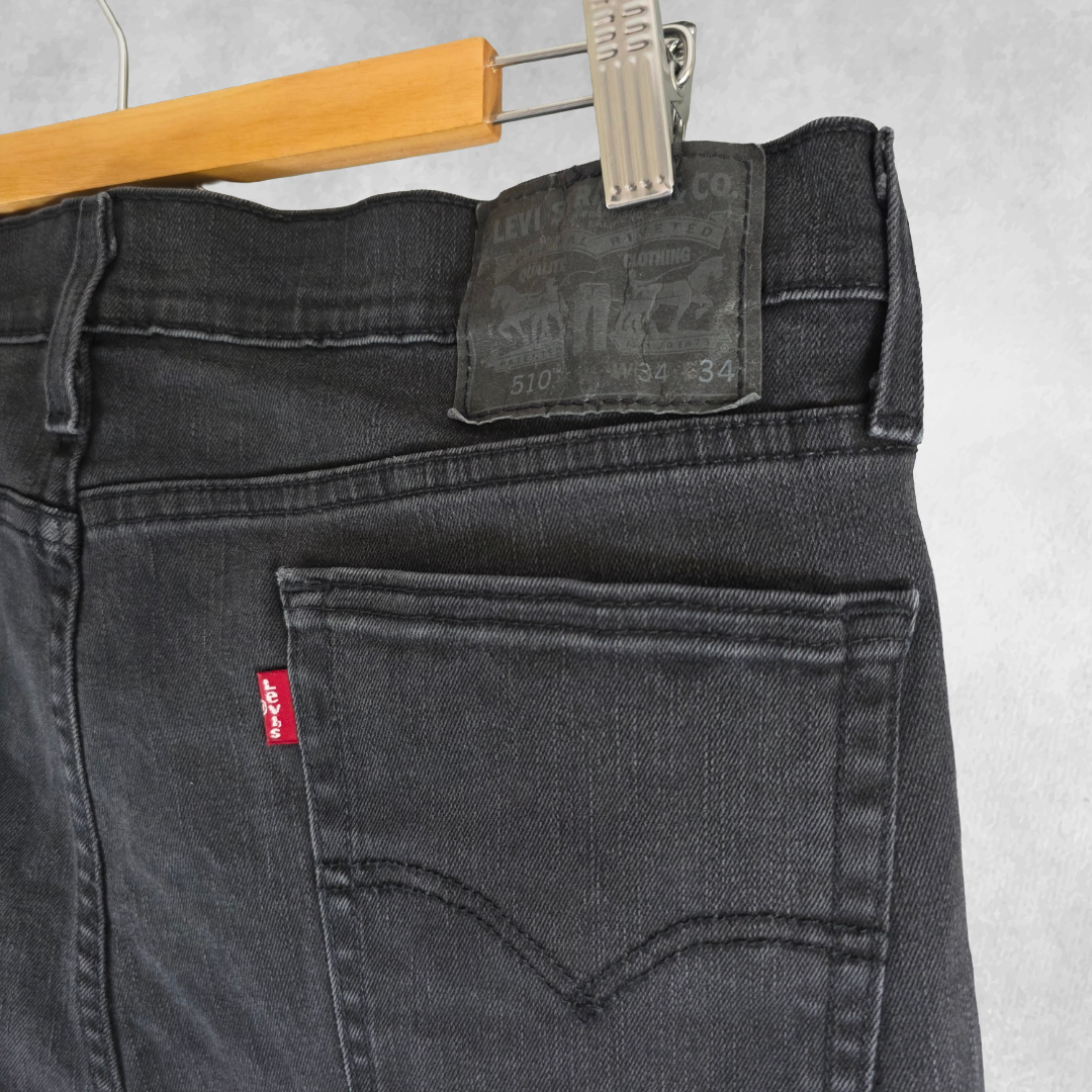 Levi’s 510 Skinny Jeans W34 L32 (W34 L34 Tagged) Black Stretch Denim Men’s