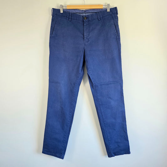 Tommy Hilfiger Chinos W34 L32 Blue Straight Fit Pima Cotton Men's Trousers