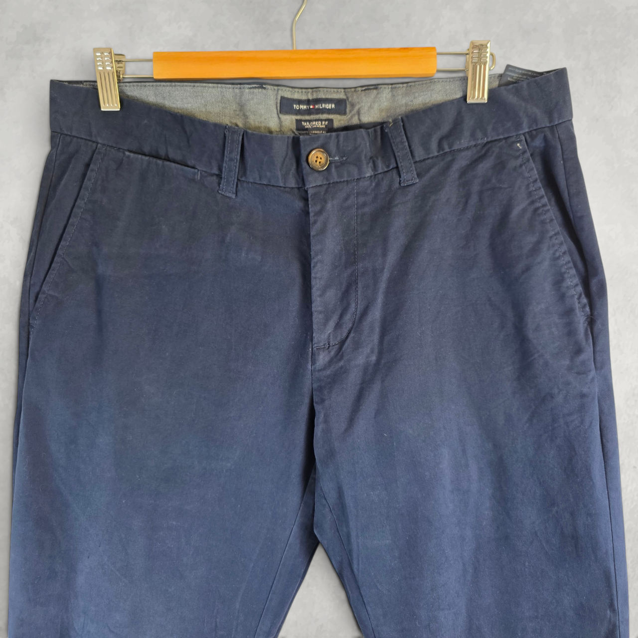 Tommy Hilfiger Chino Trousers W34 L28 Blue Tailored Fit Smart Casual Preppy