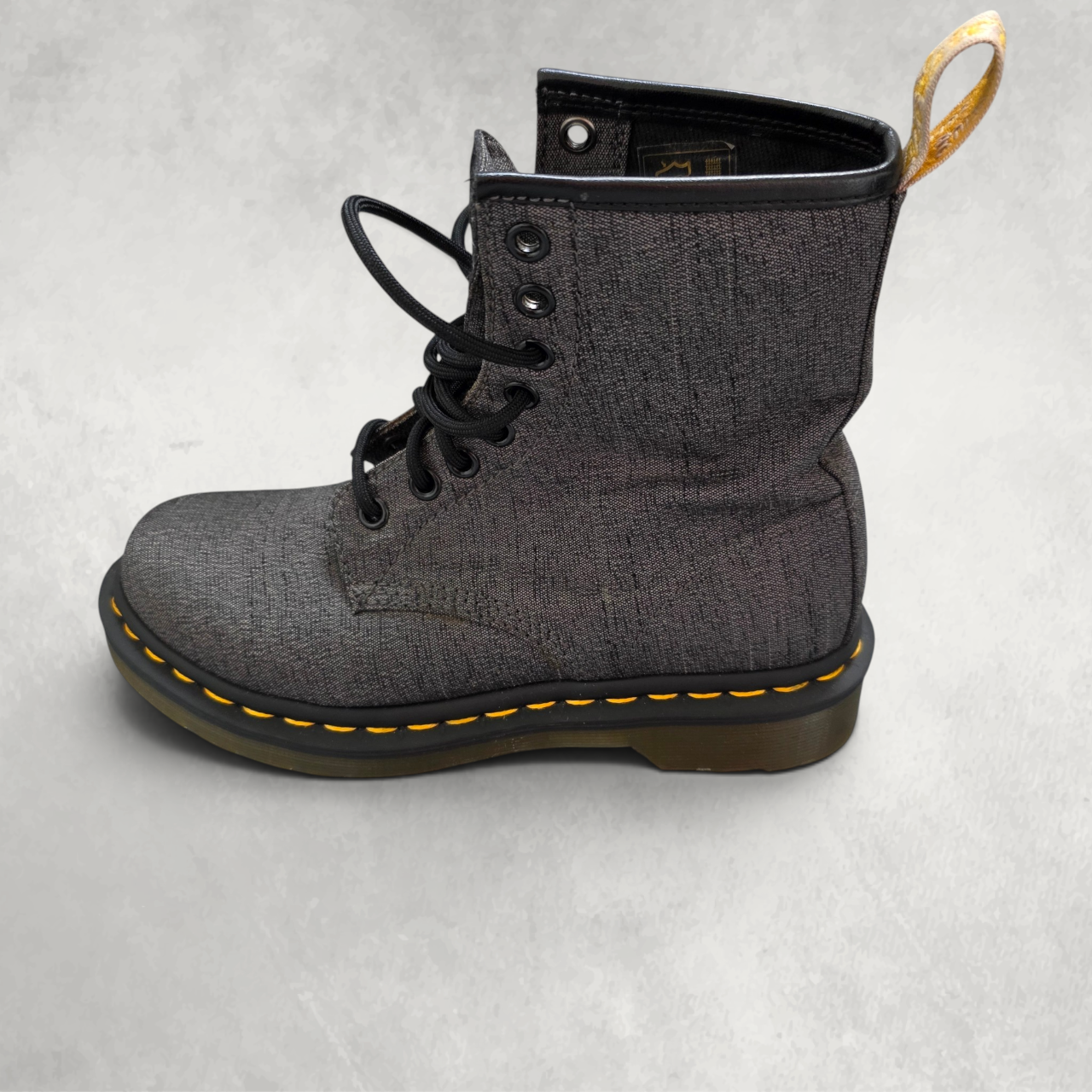 Dr Martens Vegan Castel Boots UK 3 EU 36 Grey 8 Eye Lace Up Grunge Punk