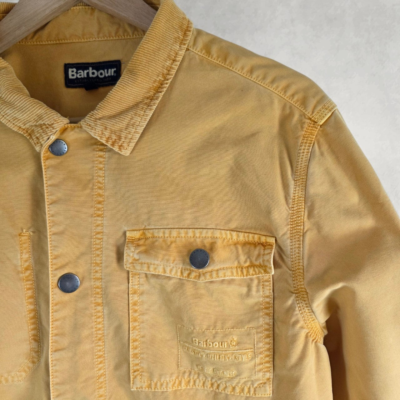 Barbour Chore Jacket Mens Medium Yellow Cotton Utility Workwear Oi Polloi