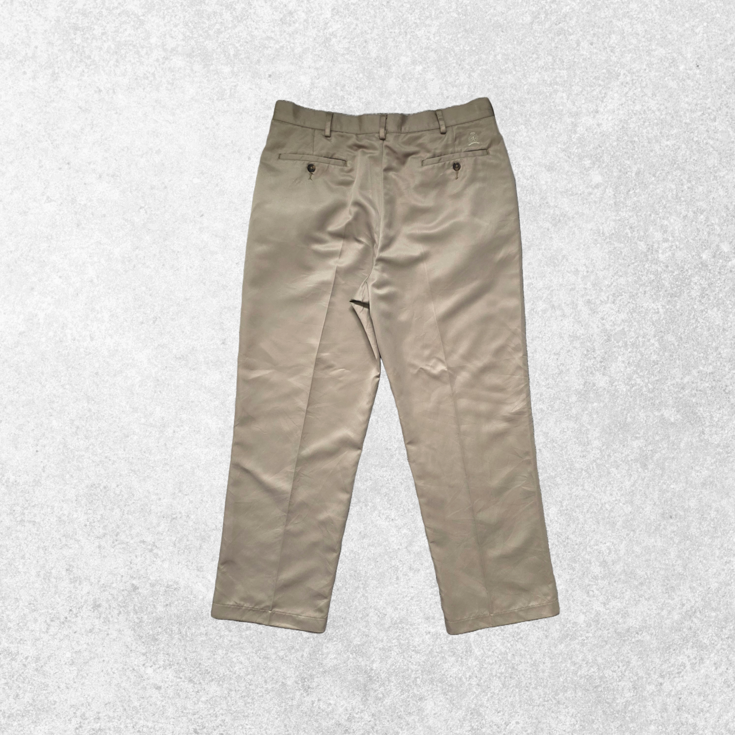 Vintage Tommy Hilfiger Trousers Mens Beige Chinos W34 L29 Smart Cotton Crest 00s