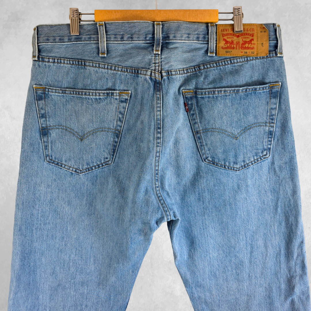Levi’s 501 Jeans W38 L32 Men’s Blue Straight Fit Denim Button Fly