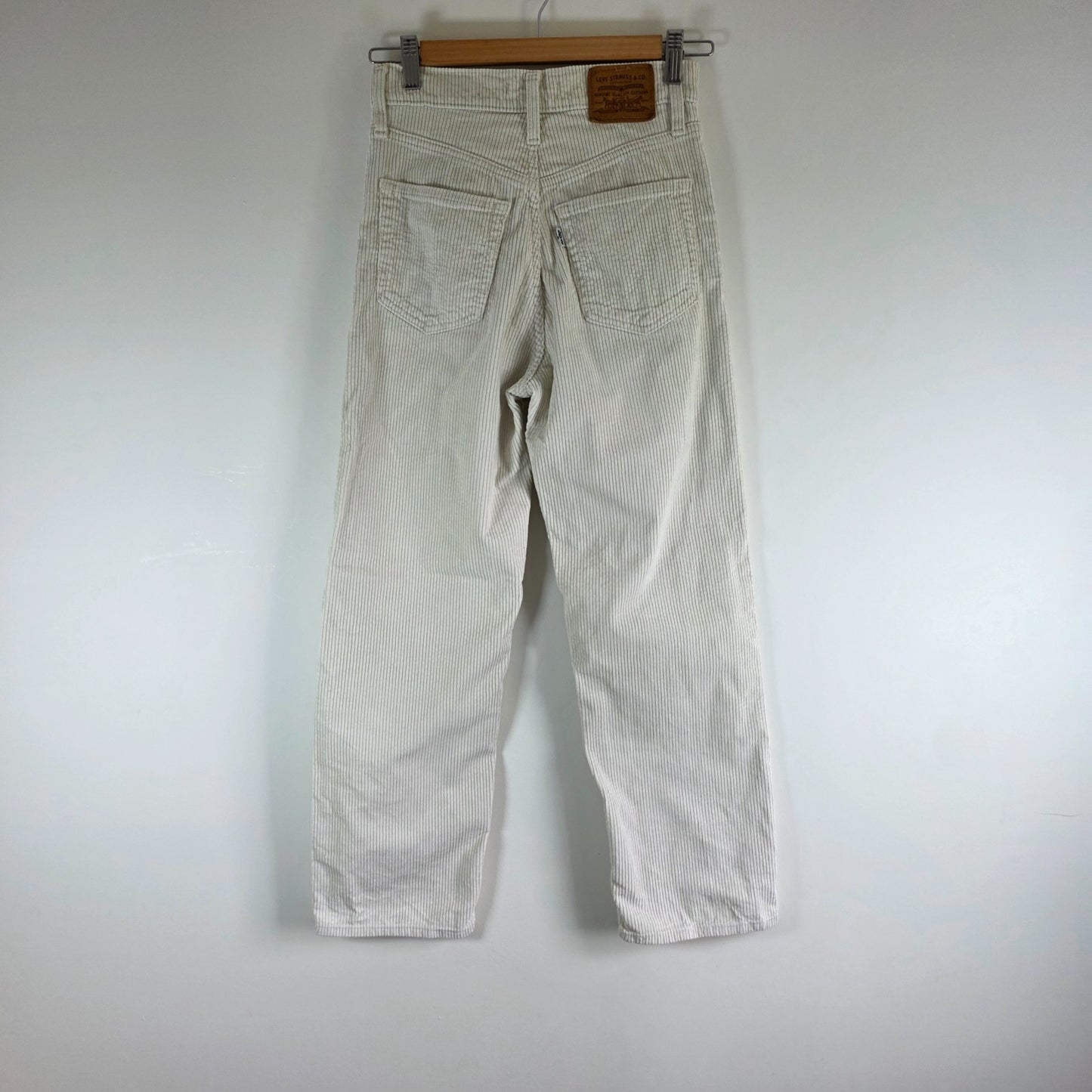 Levi's Ribcage Straight Corduroy Trousers Women's W25 L27 White Cream High Rise