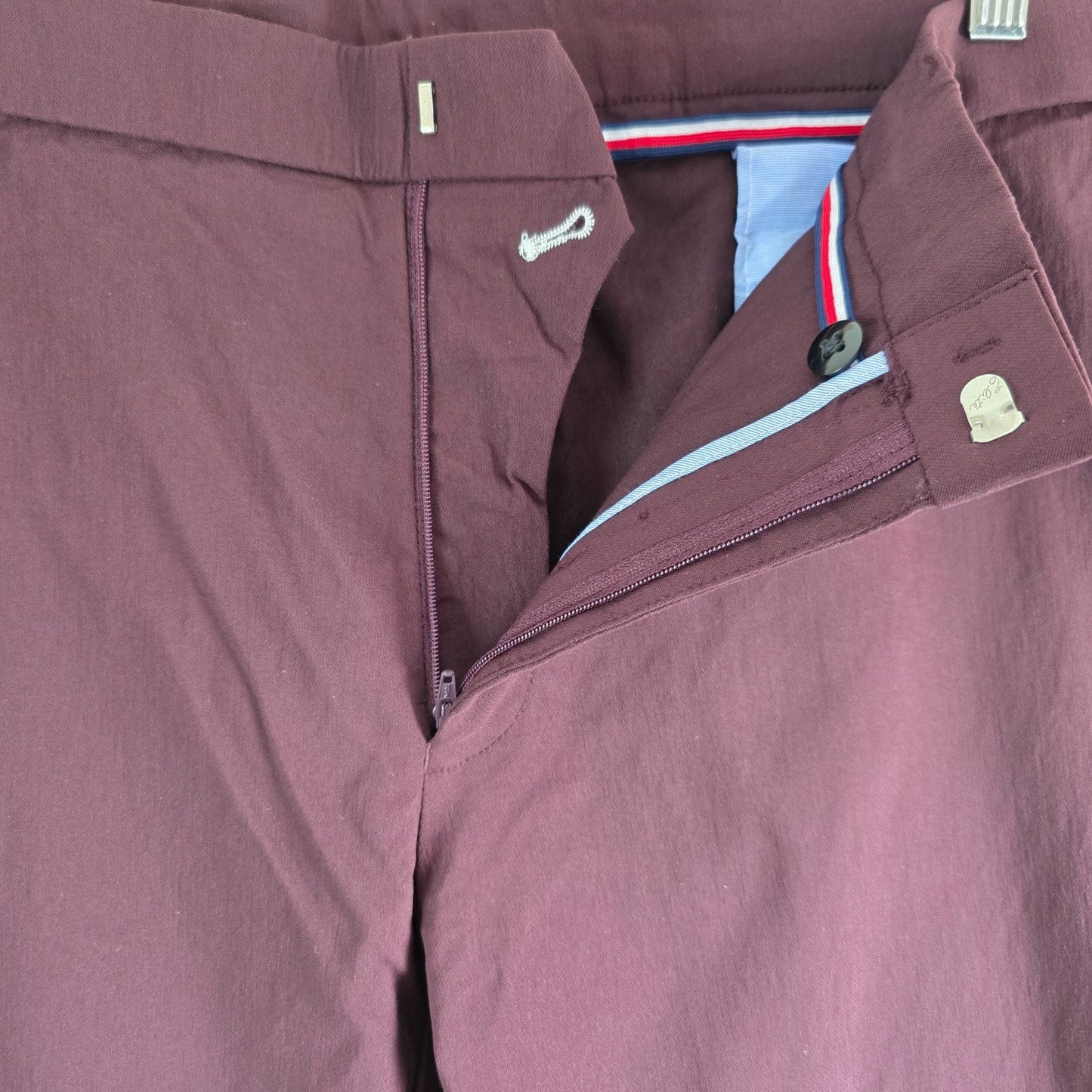 Tommy Hilfiger Smart Trousers W40 L30 Burgundy Stretch Dress Pants Casual