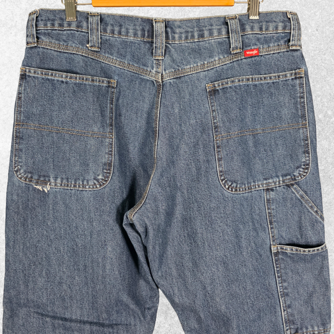 Wrangler Carpenter Jeans W36 L33 (W36 L34 Tag) Relaxed Fit Blue Fleece Lined Men