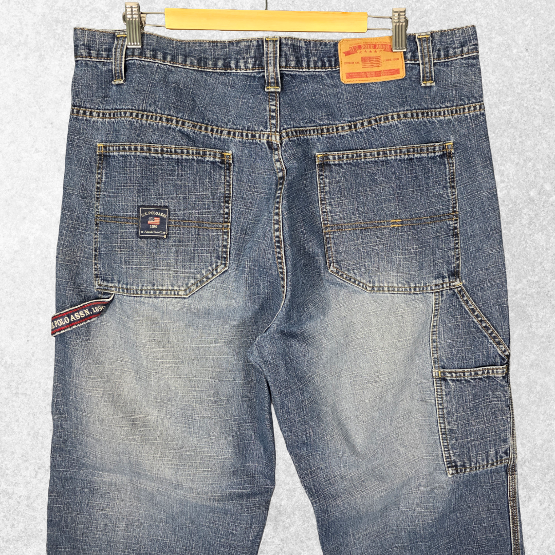 U.S. Polo Assn Carpenter Jeans W38 L32 Relaxed Fit Blue Denim Workwear Men’s