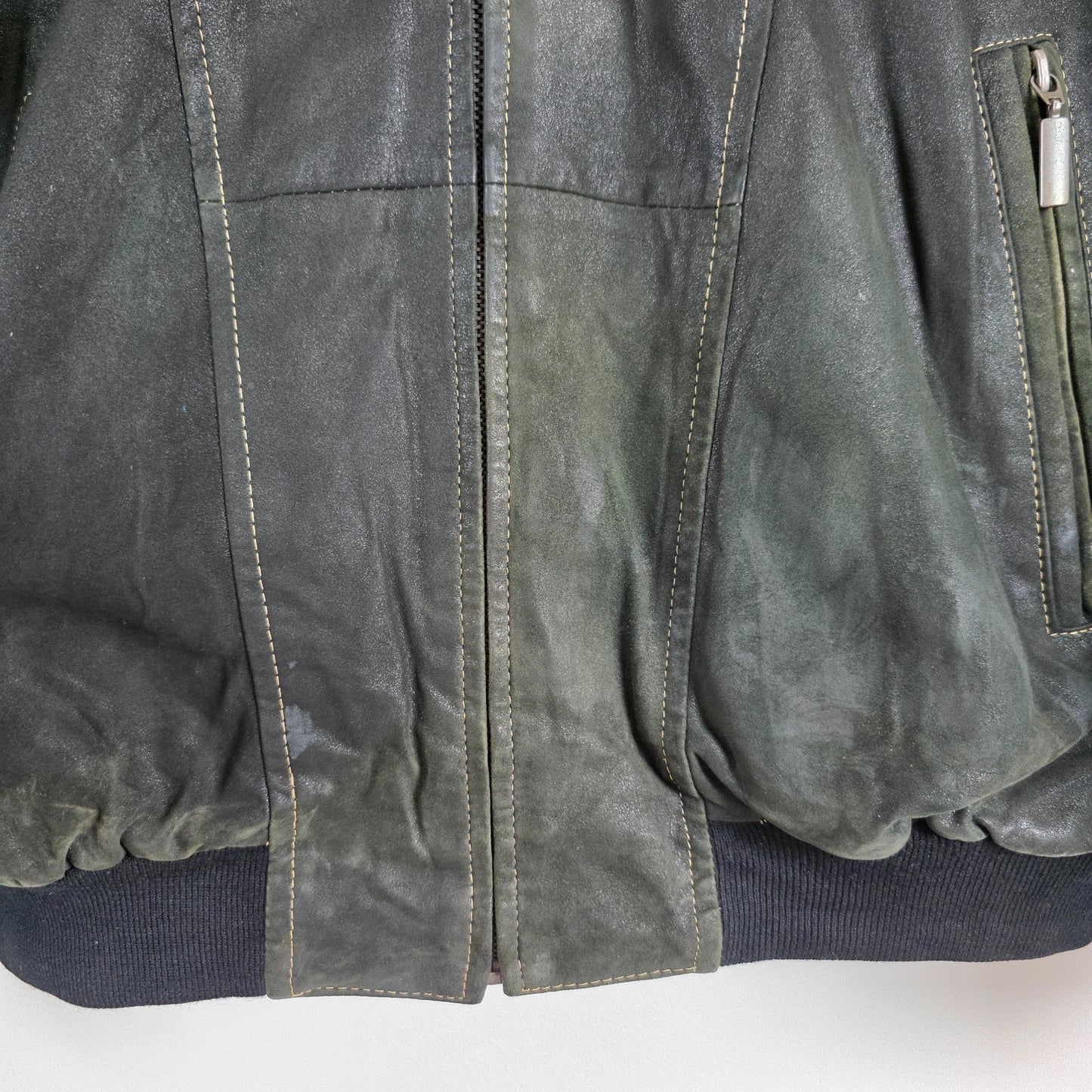 Vintage Abercrombie & Fitch Suede Bomber Jacket Green Mens XL EU 54 Leather