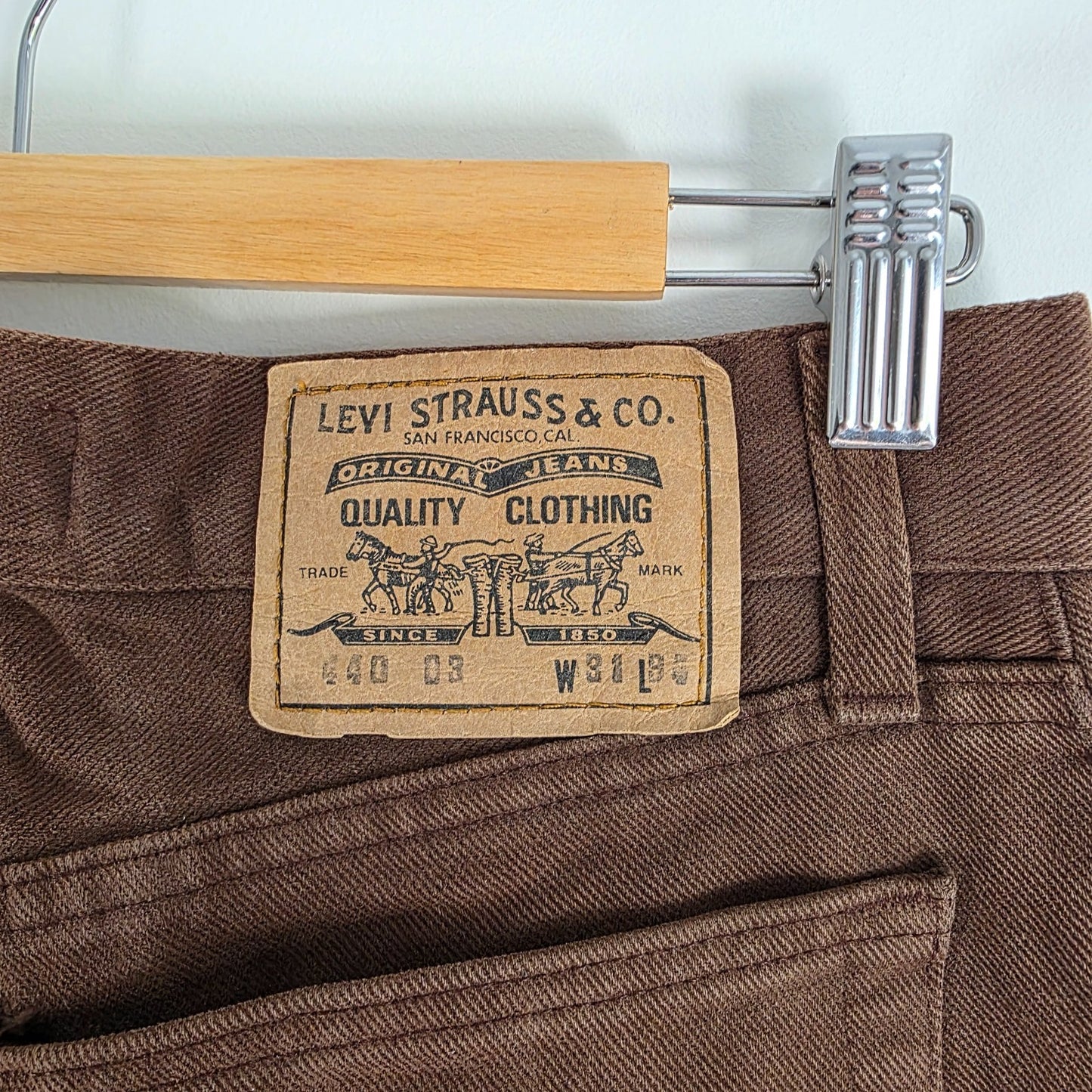 Vintage Levi’s 440 Jeans W30 L29 Brown White Tab Made in Italy Men’s