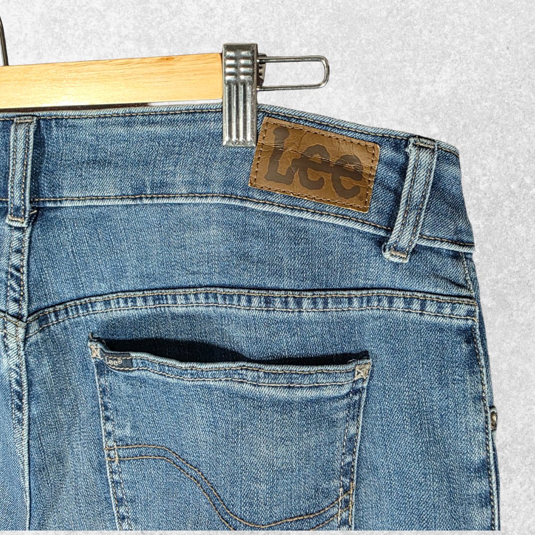 Lee Womens Jeans Blue Straight Leg High Rise W39 L28 Stretch Denim 18WP