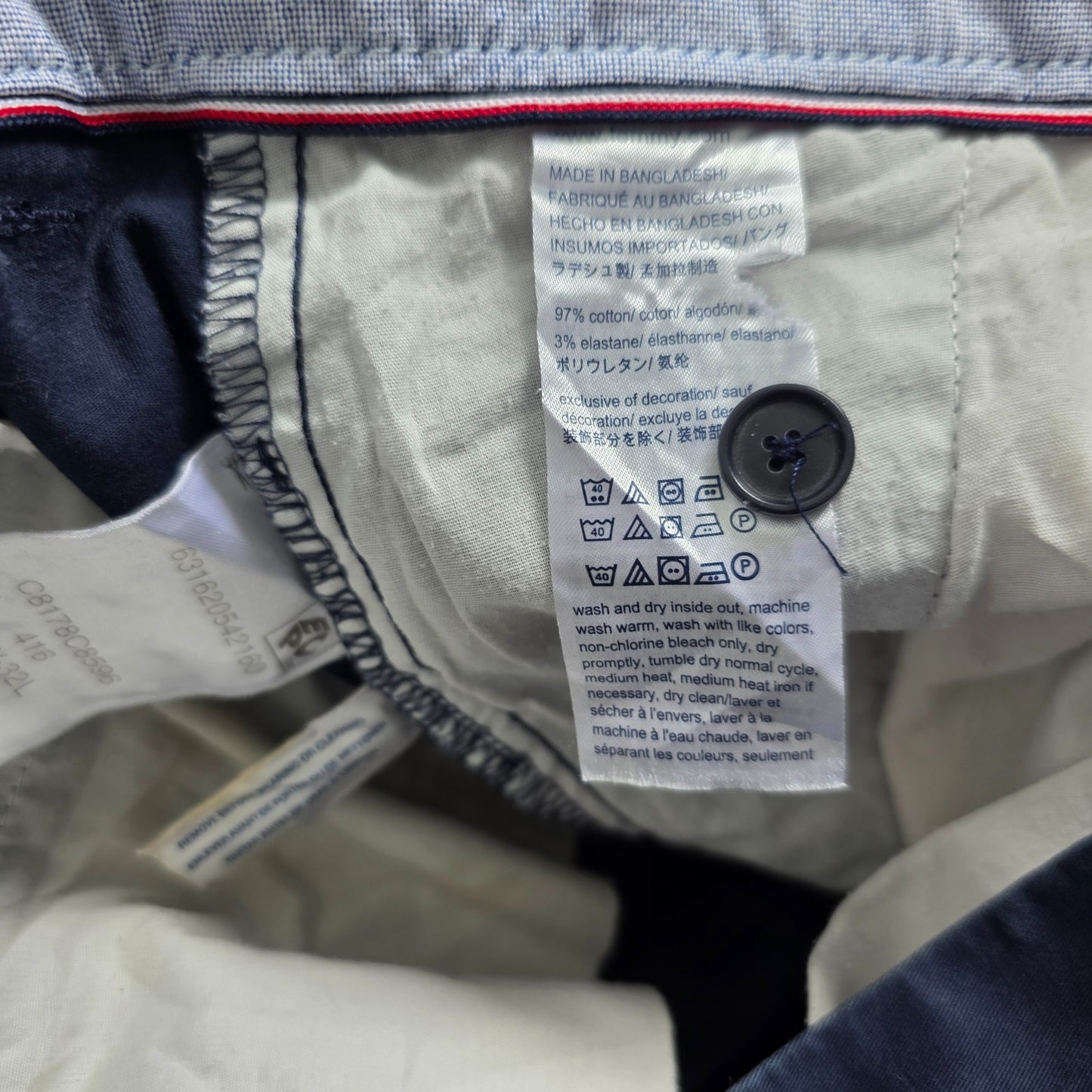 Tommy Hilfiger Chino Trousers W37 L32 Blue Stretch Preppy Smart Casual