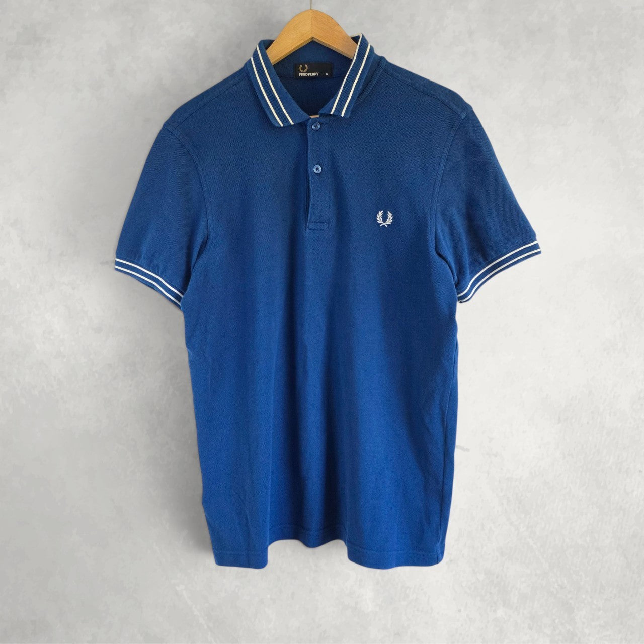 Fred Perry Twin Tipped Polo Shirt Blue Cotton Mod Casual Men’s Medium M