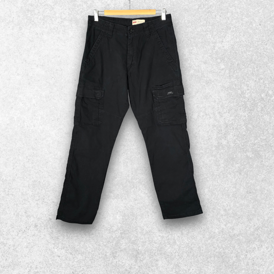 Wrangler Cargo Trousers W30 L30 Black Relaxed Fit Stretch Cotton Men’s