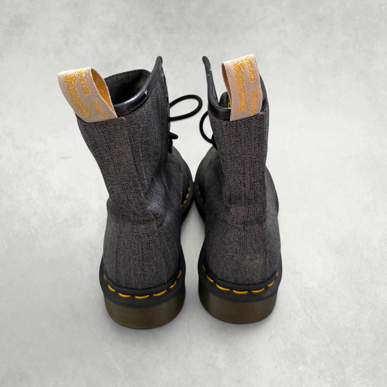 Dr Martens Vegan Castel Boots UK 3 EU 36 Grey 8 Eye Lace Up Grunge Punk