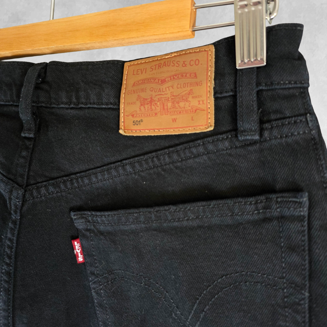 Levi’s 501 Jeans Women’s W28 L28 Black Straight Leg Mid High Rise Denim