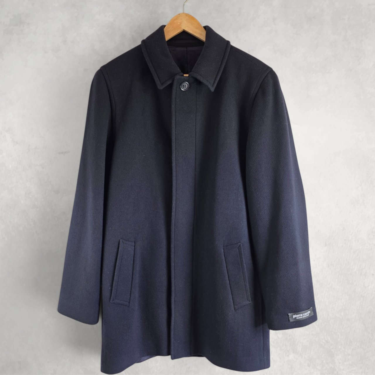Pierre Cardin Coat Men’s M Wool Blend Blue Overcoat Smart Classic Jacket