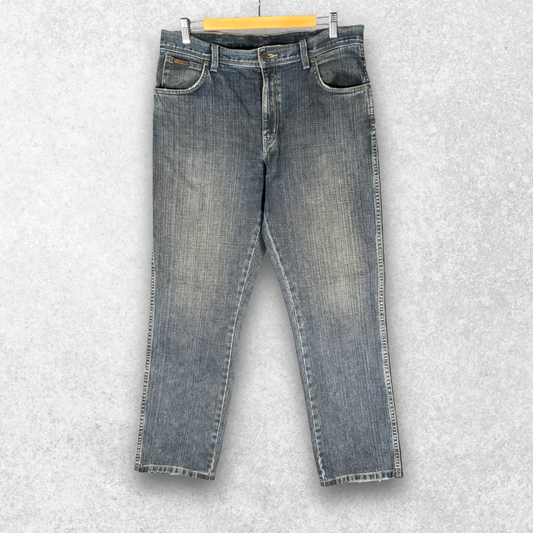 Wrangler Texas Jeans W34 L30 Blue Straight Fit Denim Men's Classic Cotton