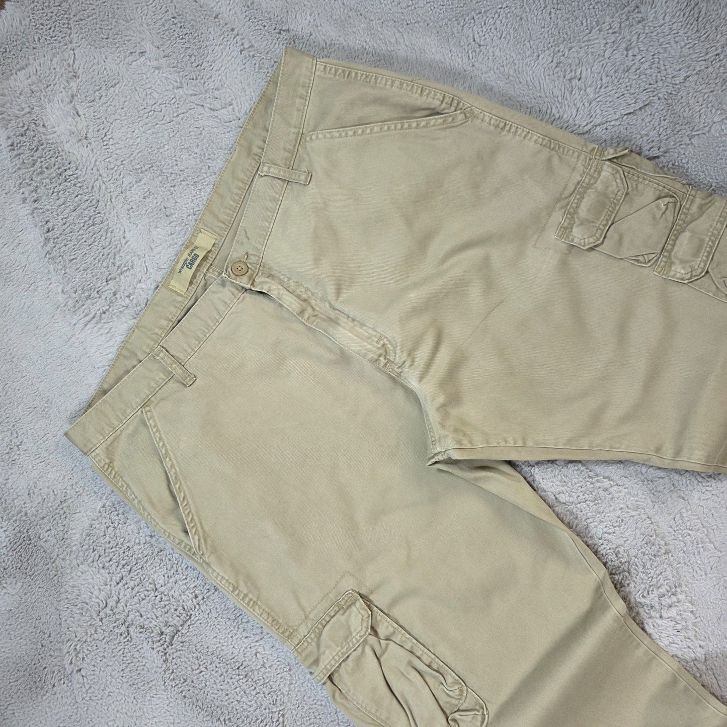 Wrangler Cargo Trousers Men’s Beige Straight Fit W40 L32 100% Cotton
