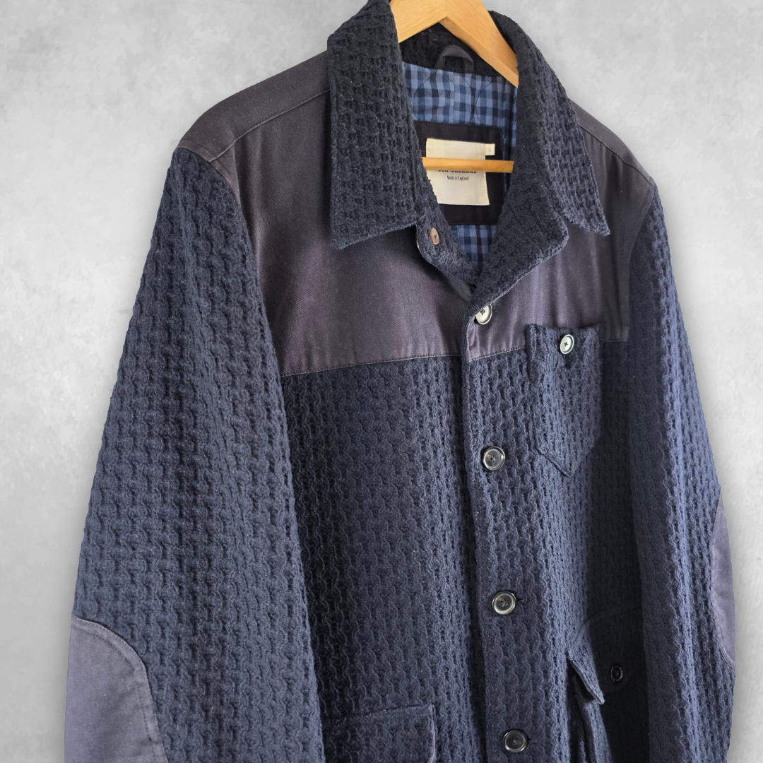 Ben Sherman Workwear Chore Jacket Large Blue Wool Blend Made in England Utility