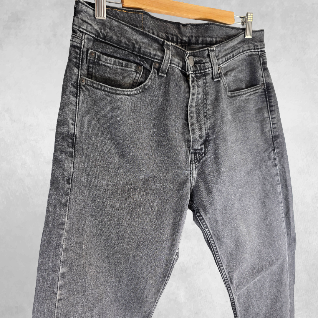 Levi’s 505 Straight Jeans Men’s W32 L32 Washed Black Denim Stretch Regular Fit