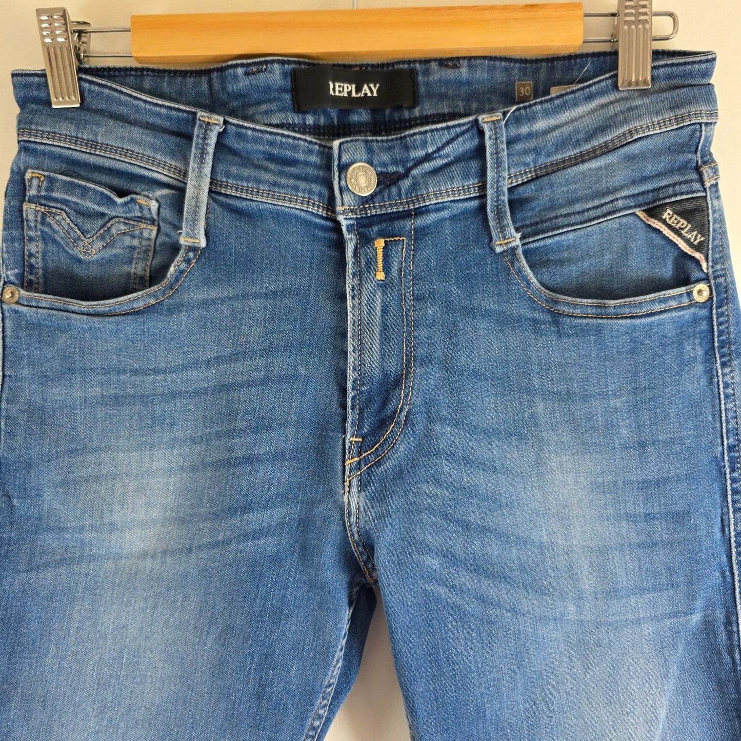 Replay Anbass Slim Fit Jeans Blue W30 L30 Men’s Stretch Denim Casual