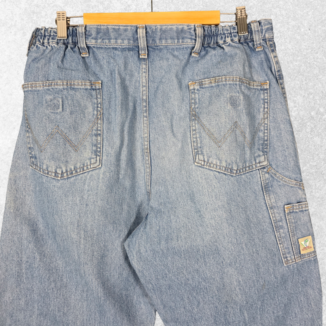 Wrangler Rugged Wear Carpenter Jeans W35 L34 (Tag 36x34) Relaxed Blue Vintage