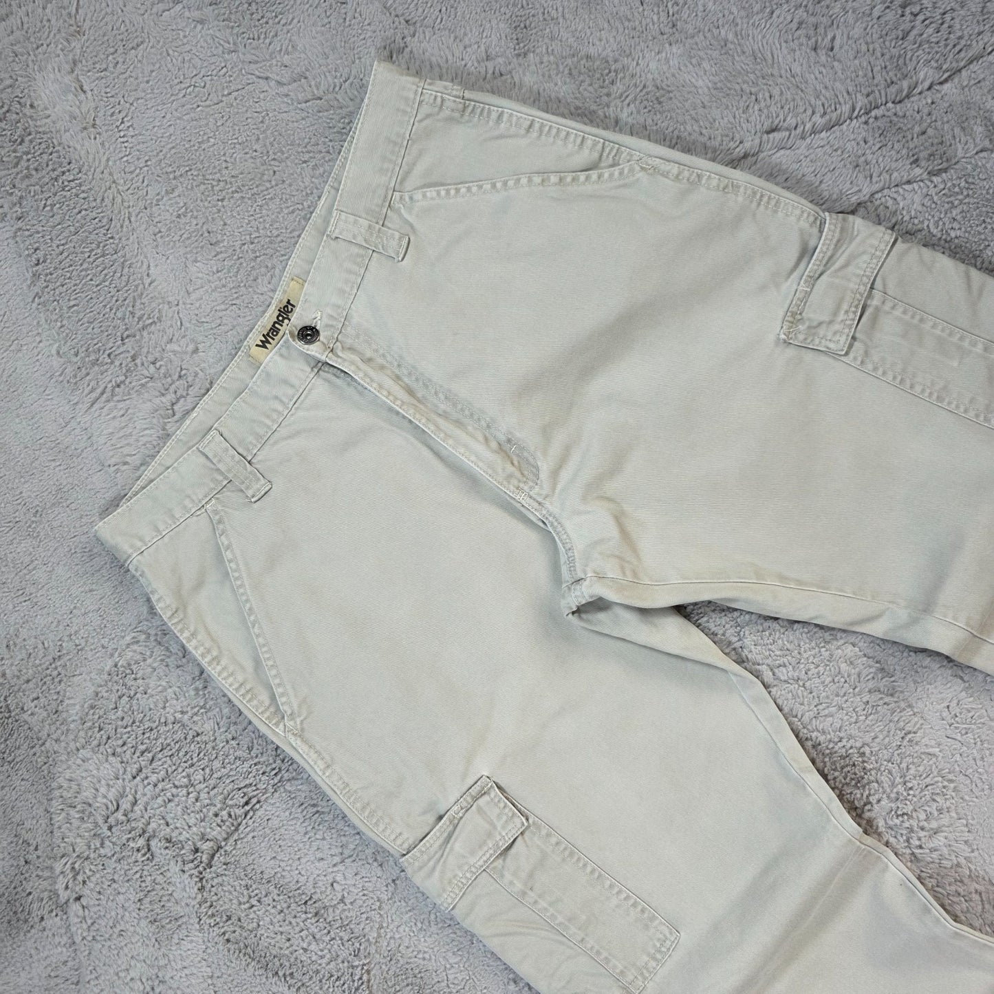 Wrangler Cargo Trousers Men’s Grey Straight Fit W33 L29 100% Cotton