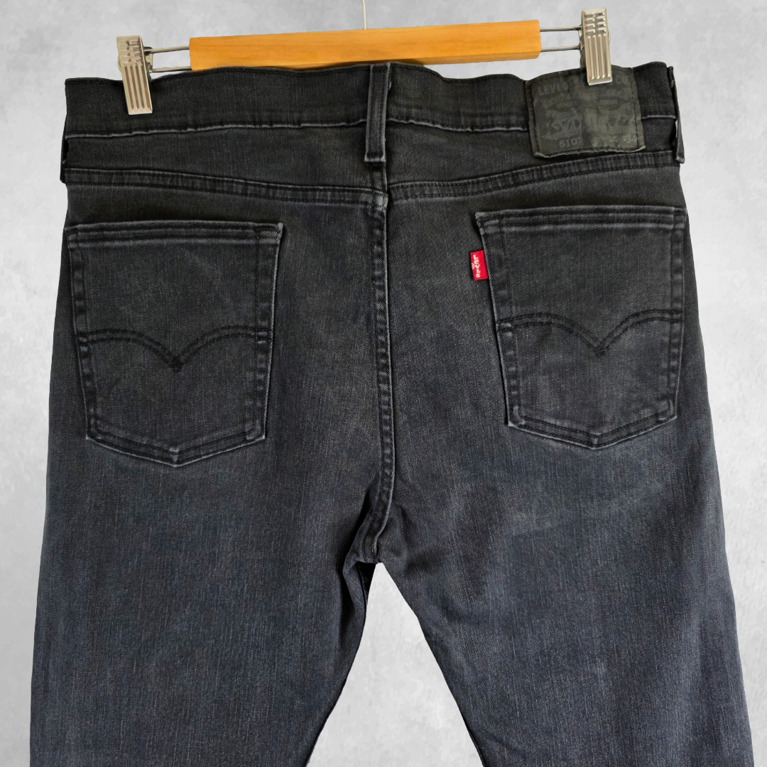 Levi’s 510 Skinny Jeans W34 L32 (W34 L34 Tagged) Black Stretch Denim Men’s