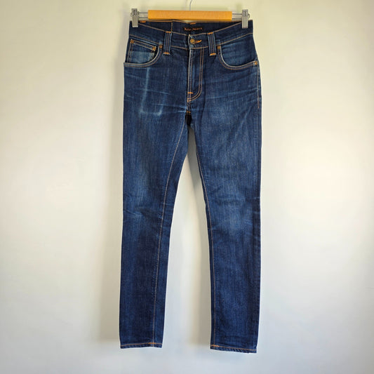 Nudie Jeans Thin Finn Mens W28 L30 Blue Slim Fit Stretch Organic Denim