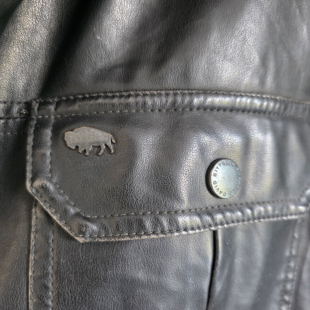 Buffalo David Bitton Faux Leather Jacket Hoodie Black XL Biker Men's