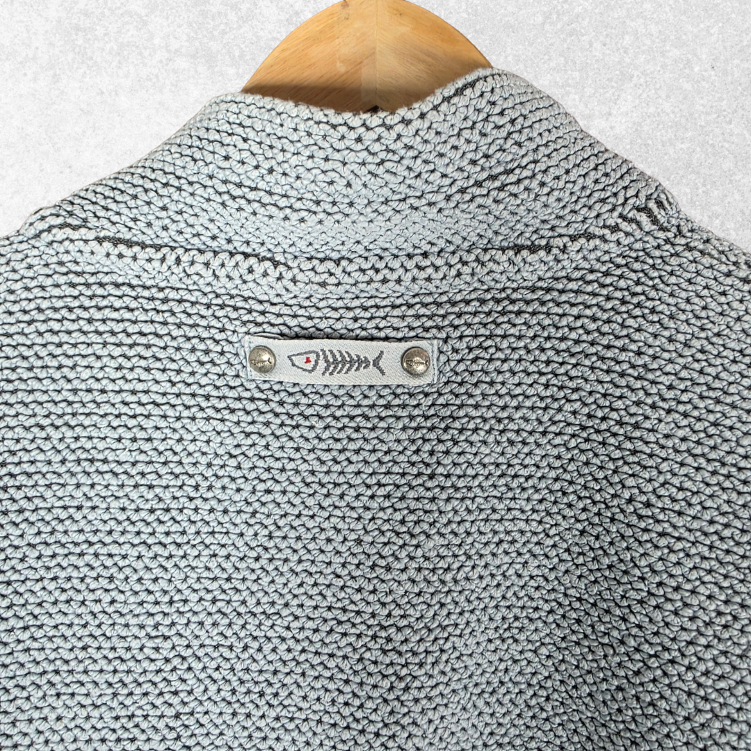 Weird Fish 1/4 Zip Pullover Men’s Medium Blue Textured Knit Sweatshirt